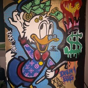 “DUCK MONEY” CHANEL Pop Art with Blue and Red Accents